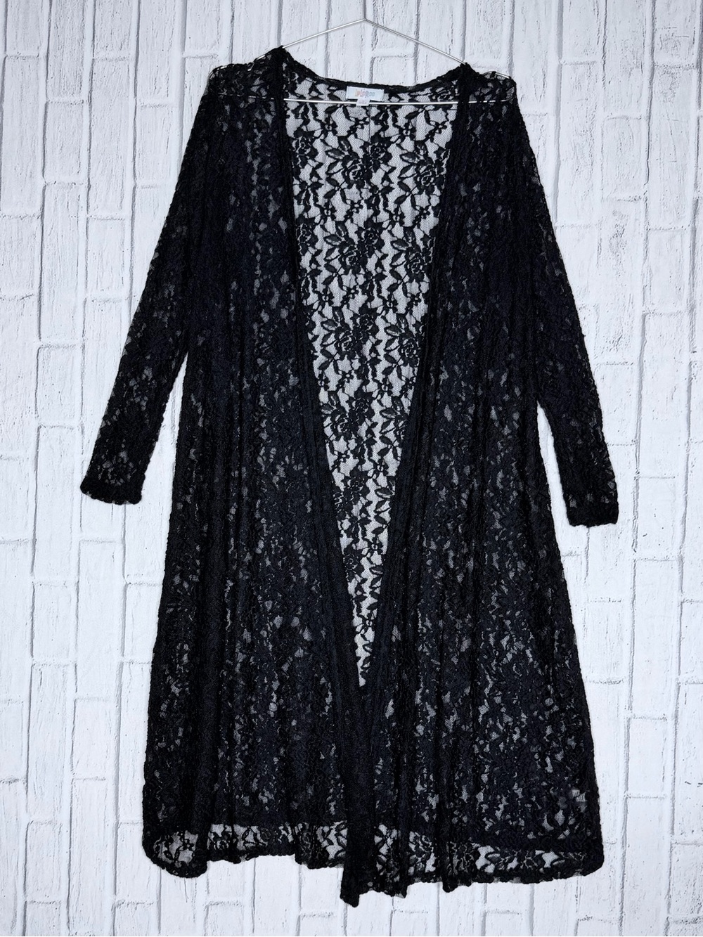 🖤 LuLaRoe Black Floral Lace Longline Duster Cardigan Size S